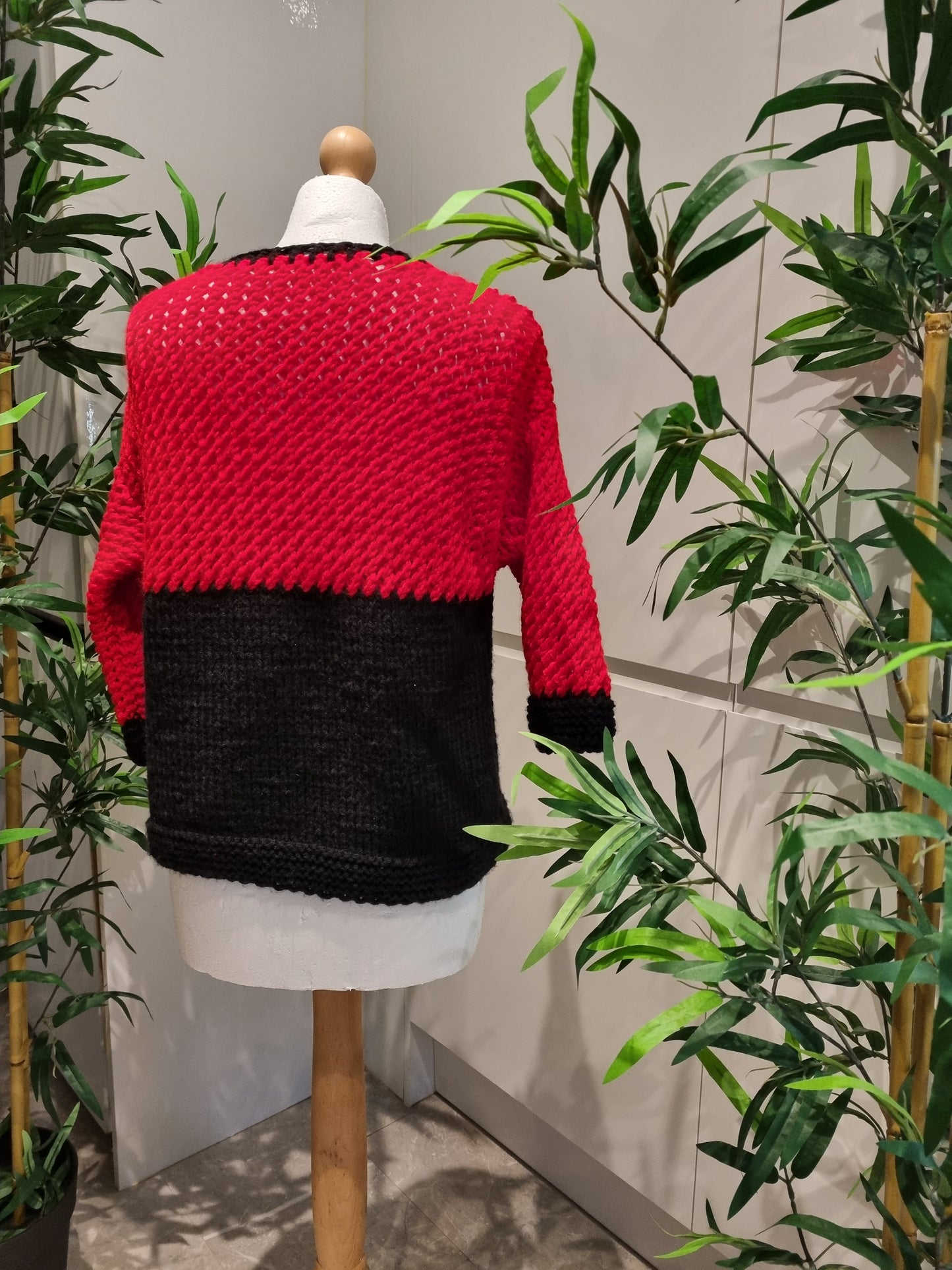 Red & Black Knitted Cardigan