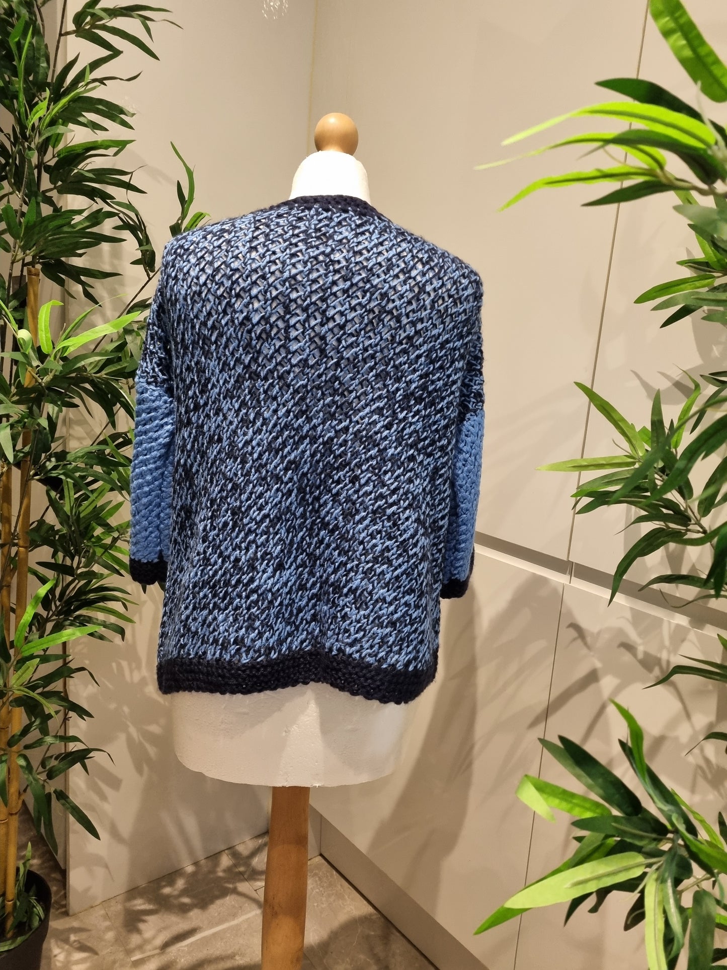 Blue & Black Knitted Cardigan