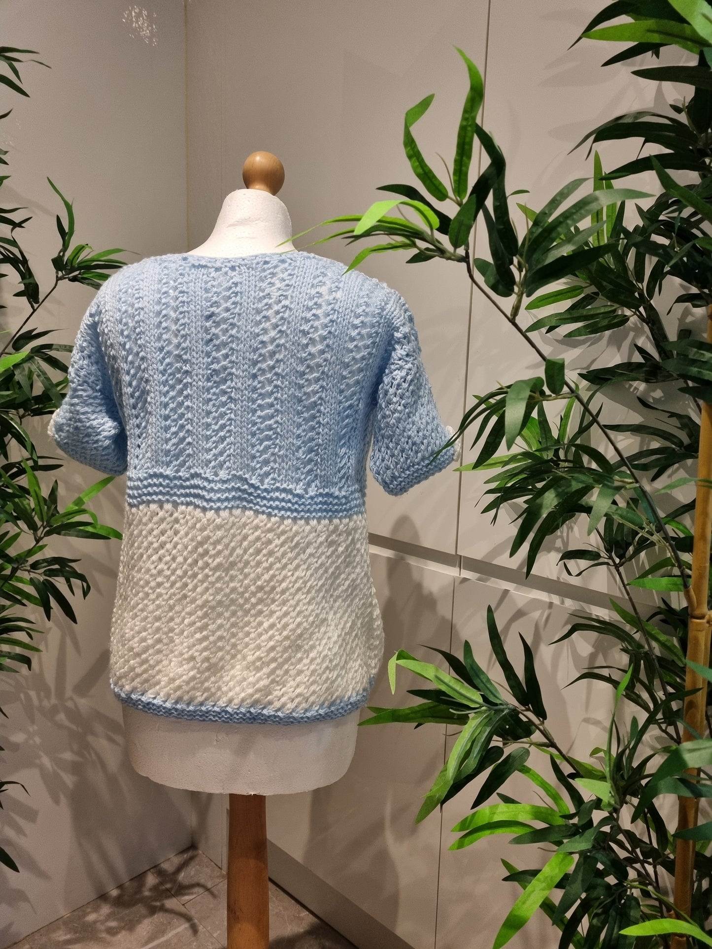 White & Blue Knitted Top