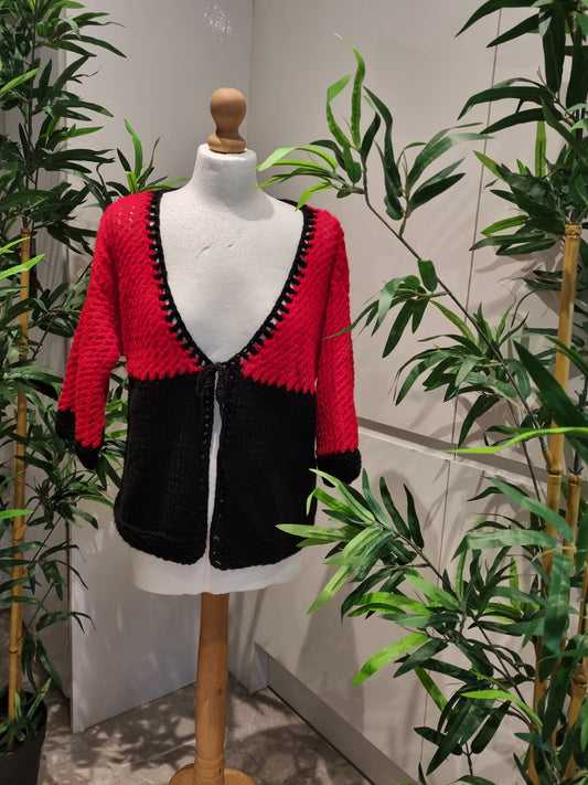 Red & Black Knitted Cardigan