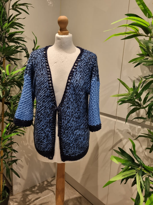 Blue & Black Knitted Cardigan
