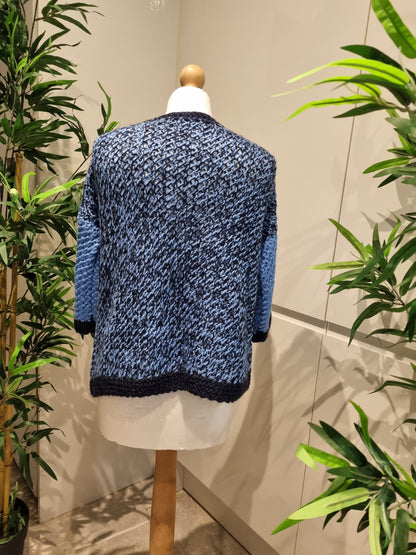Blue & Black Knitted Cardigan