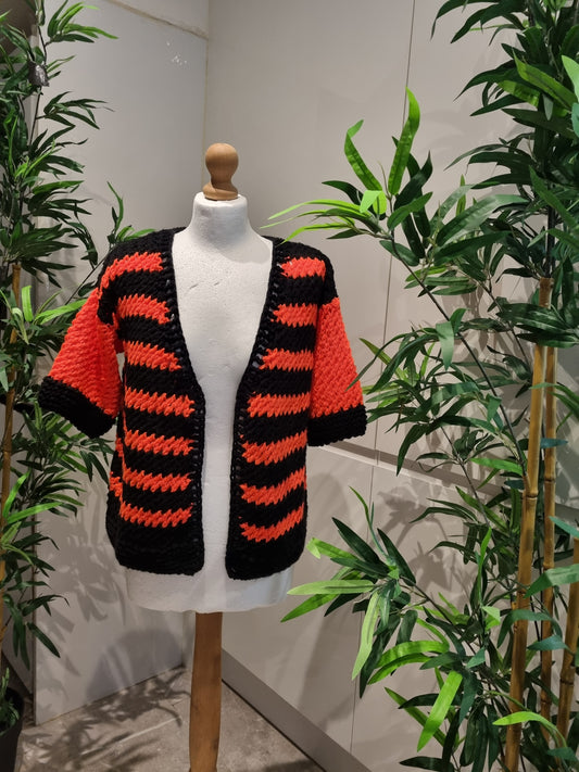 Black & Pink Knitted Cardigan