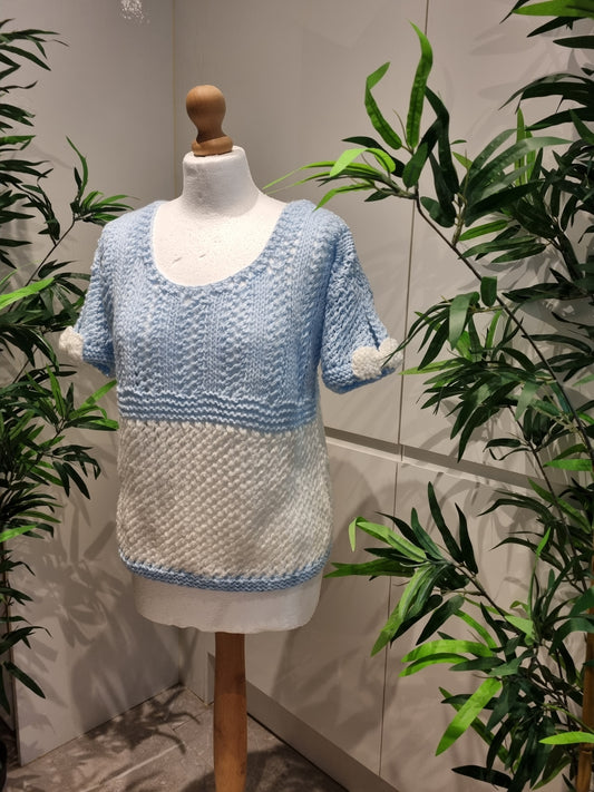White & Blue Knitted Top