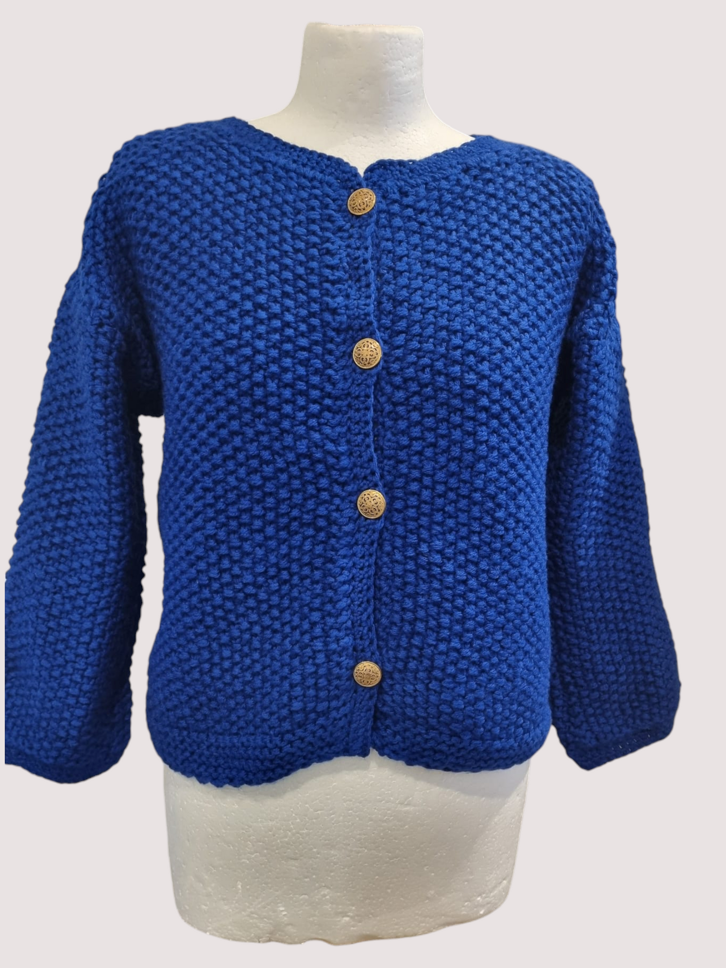 Royal Azure Classic Knit Cardigan