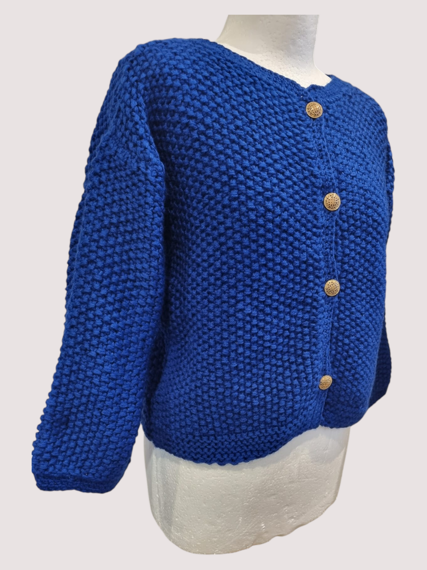 Royal Azure Classic Knit Cardigan