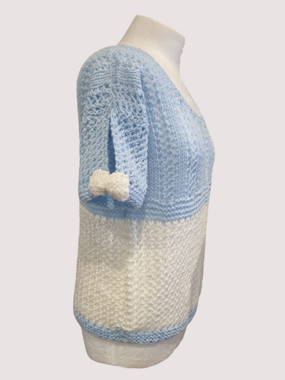 White & Blue Knitted Top