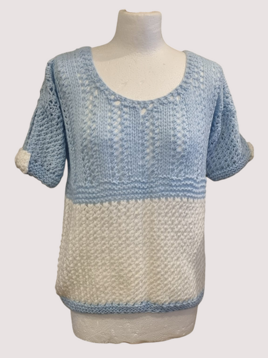 White & Blue Knitted Top