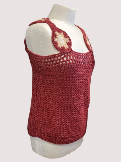 Rosewood Bloom Crochet Tank
