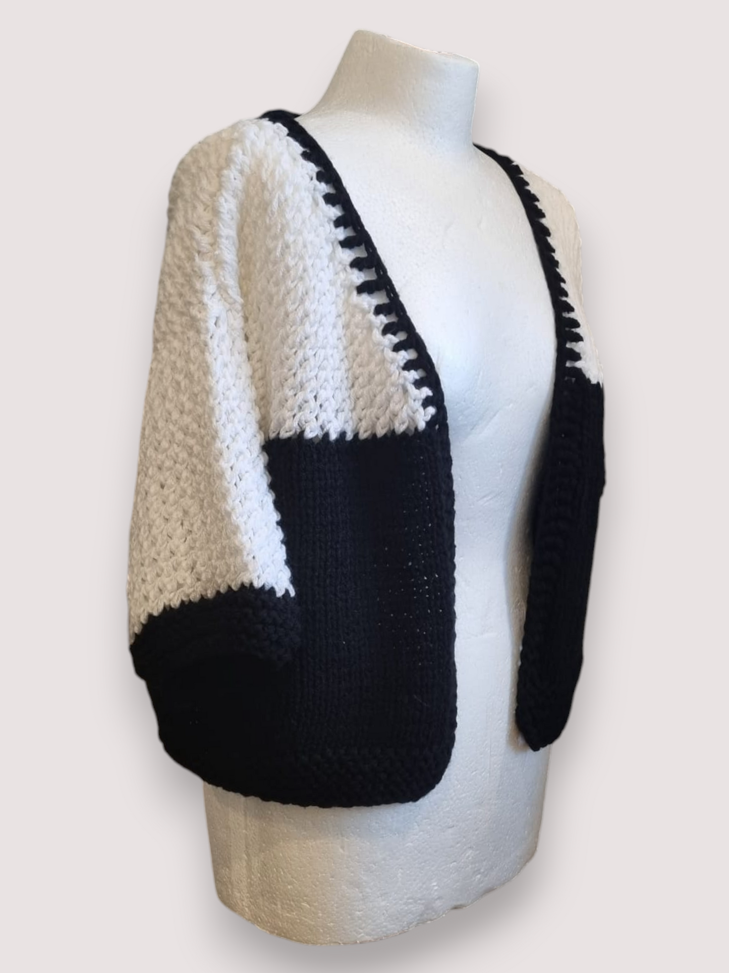 Black & White Monochrome Knit Cardigan