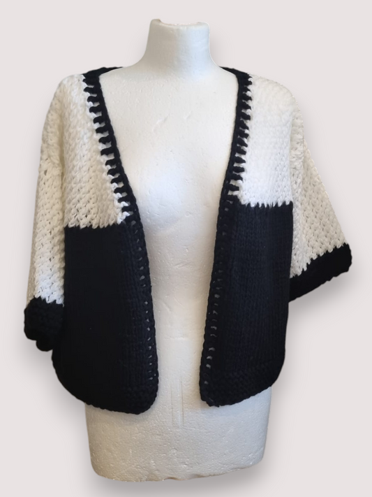 Black & White Monochrome Knit Cardigan