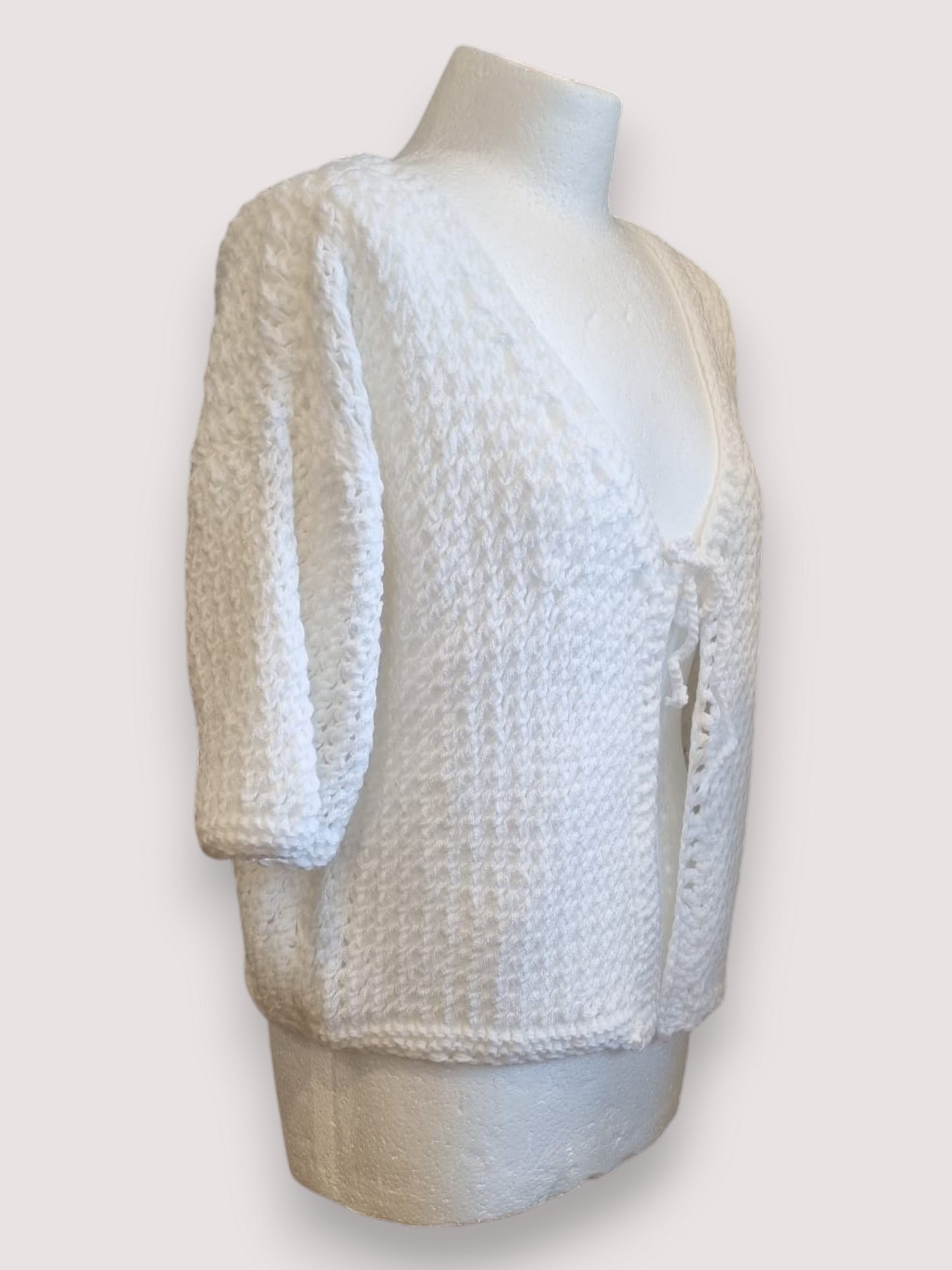 White Breeze Tie-Front Knit Cardigan