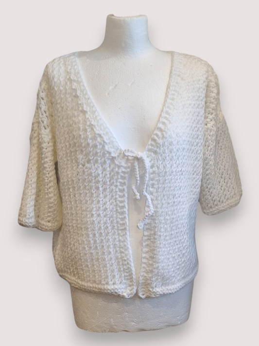 White Breeze Tie-Front Knit Cardigan