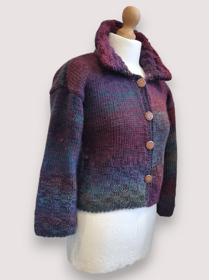 Twilight Woodland Hand-Knitted Cardigan