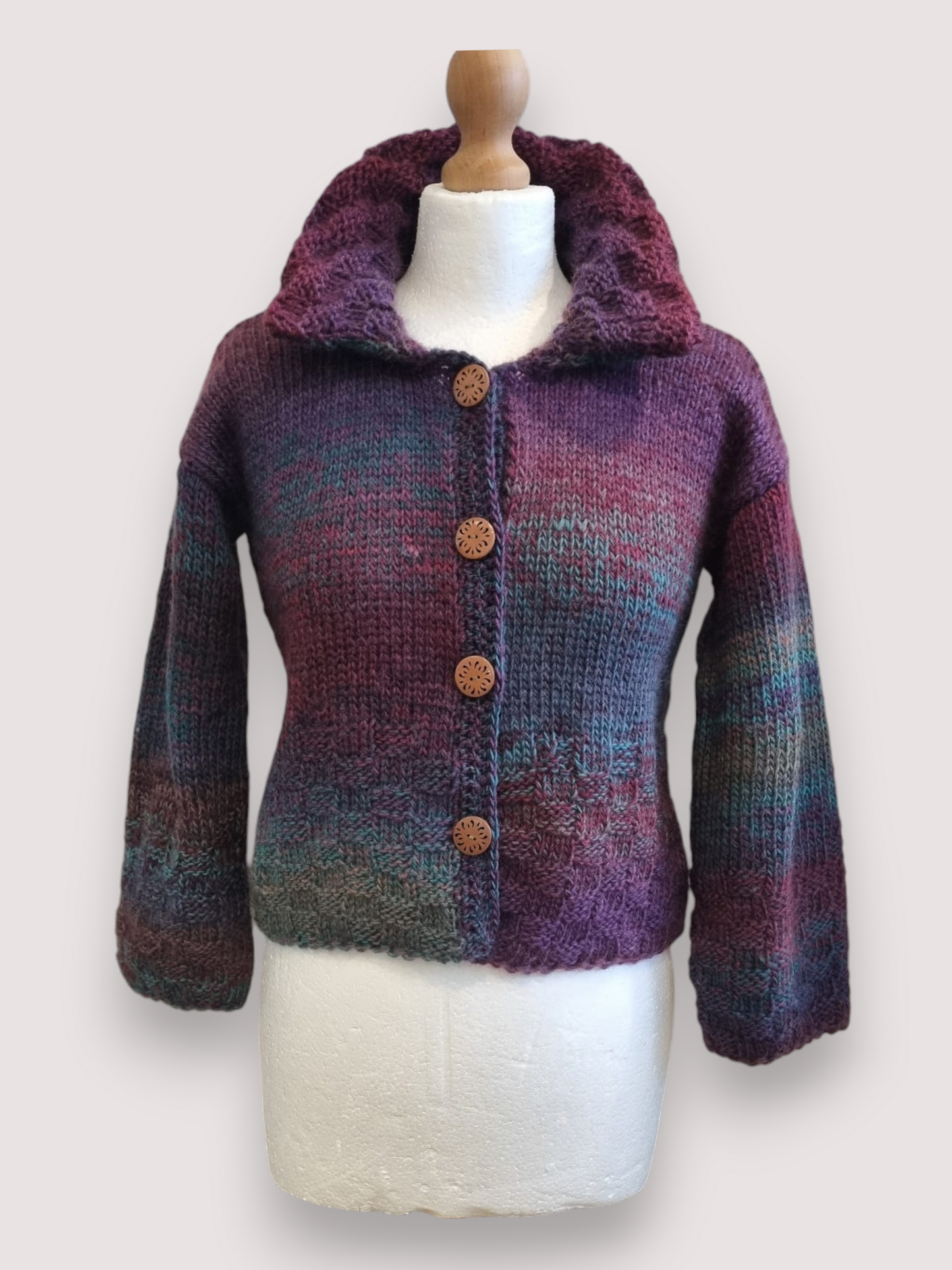 Twilight Woodland Hand-Knitted Cardigan