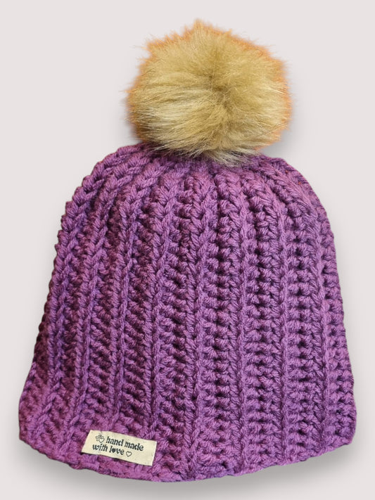 Amethyst Glow Pom Beanie