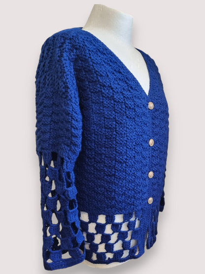 Tranquil Azure Openwork Cardigan