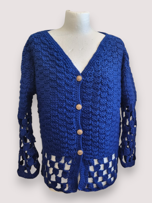 Tranquil Azure Openwork Cardigan