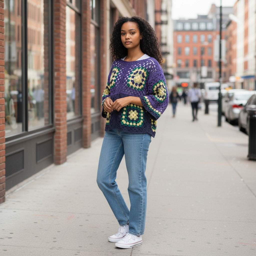 Winter Berry Crochet Sweater